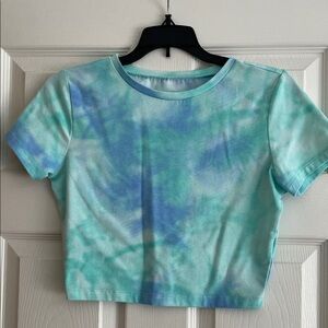 wild fable Tie-Dye Cropped Tee in Aqua and Blue